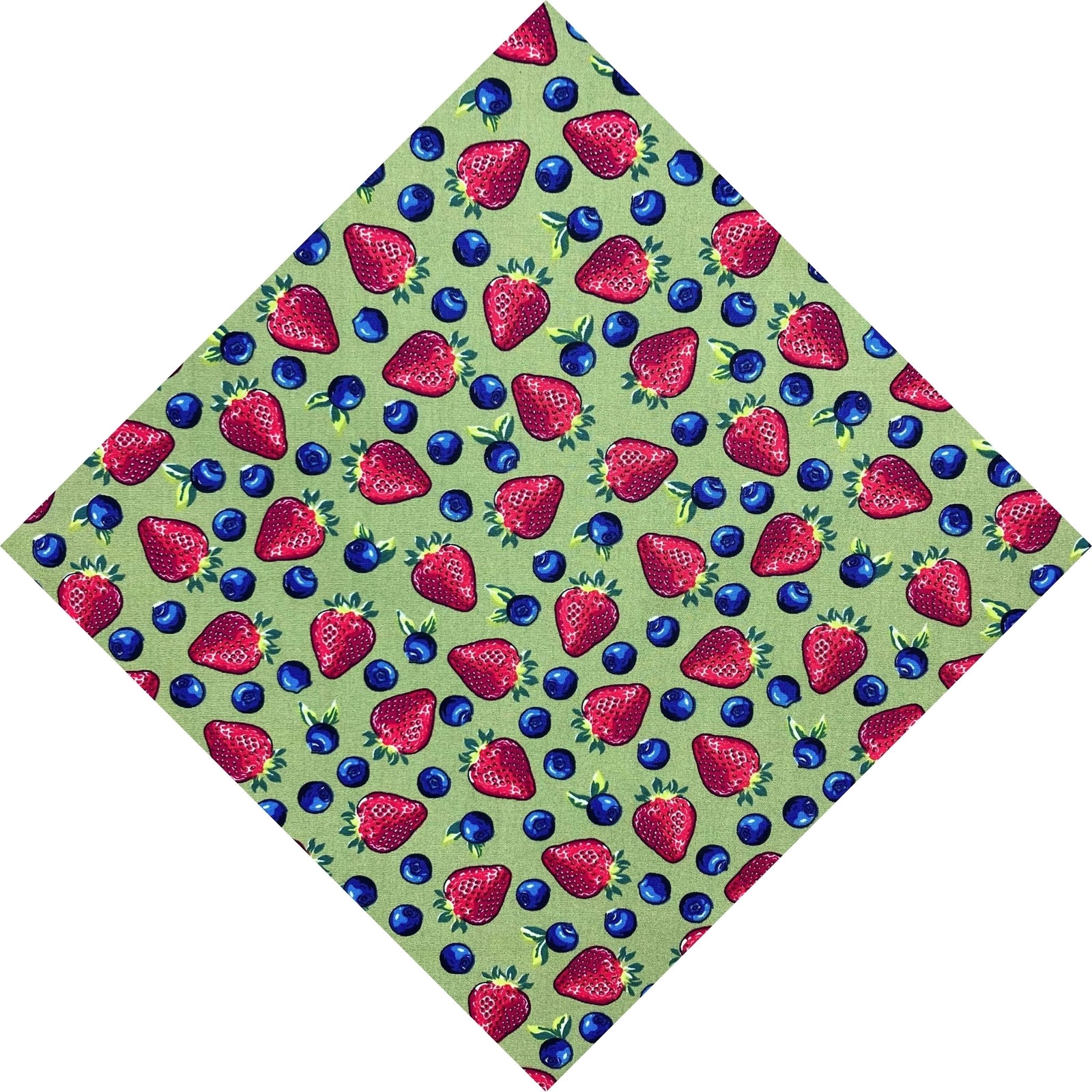 strawberries and blueberries green pocket square