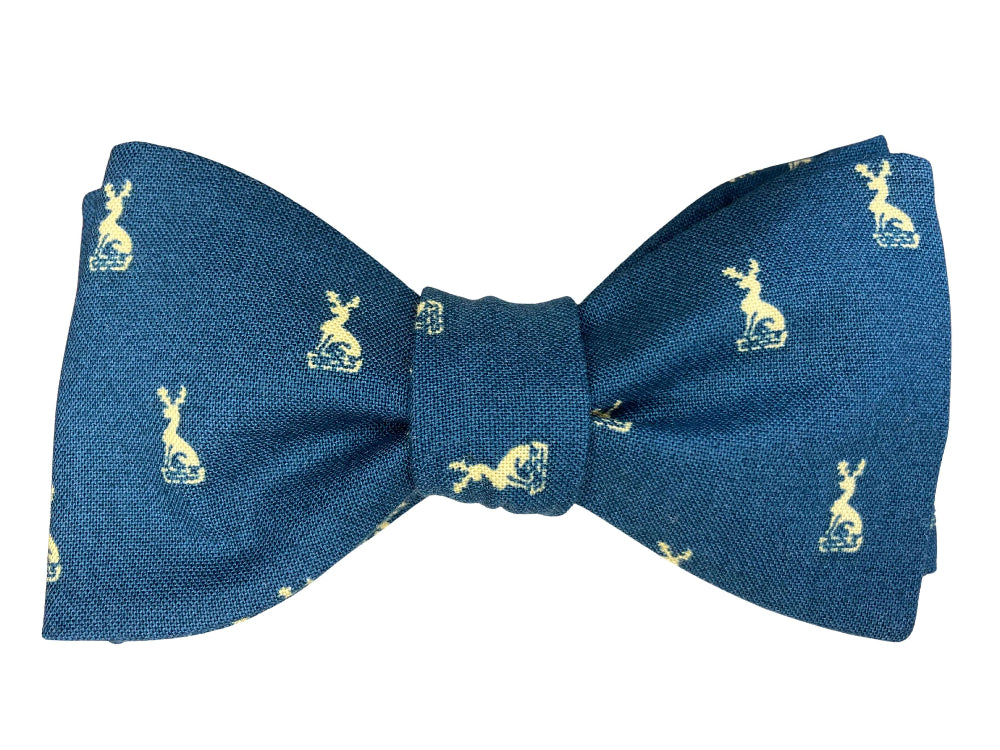 cream stags on teal self tie bow tie