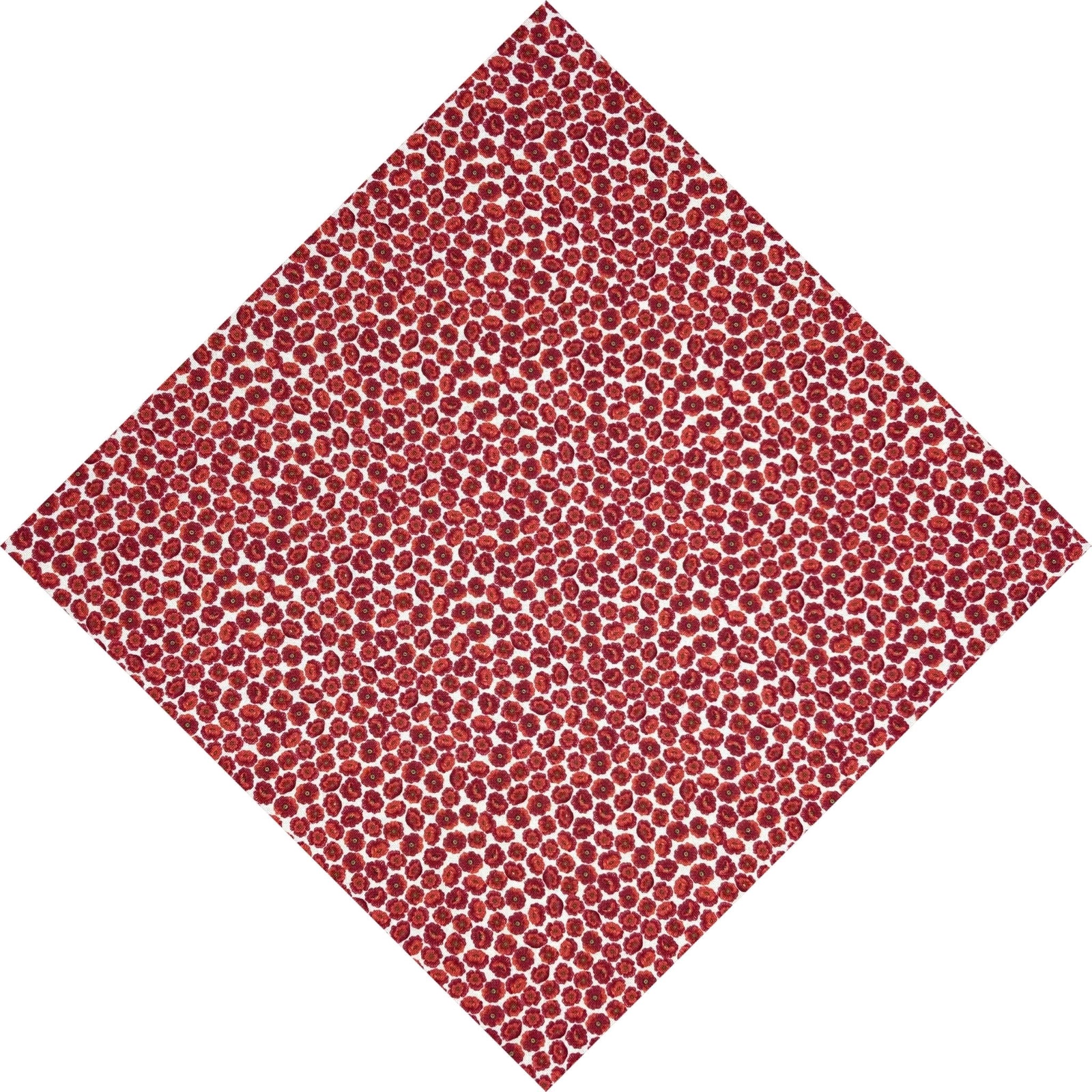 tiny red poppies on white pocket square