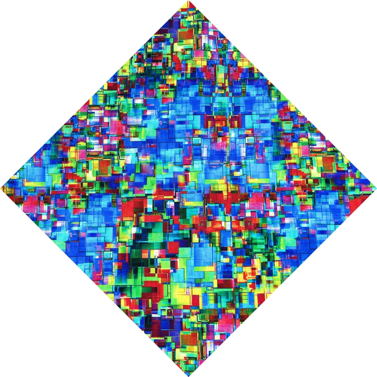 vibrant cubism blue and multicolour pocket square