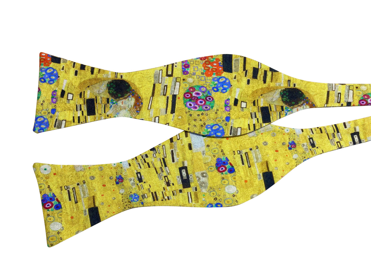 yellow gustav klimt the kiss self tie bow tie