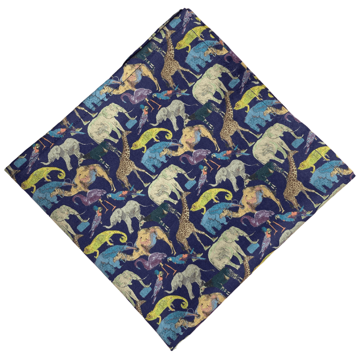 Liberty navy blue queue for the zoo pocket square