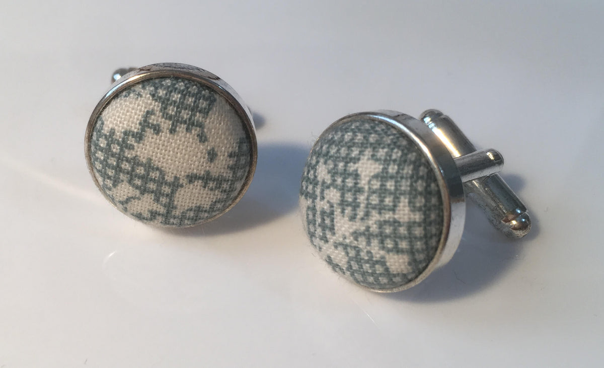 Cufflinks Aqua Pixel and floral