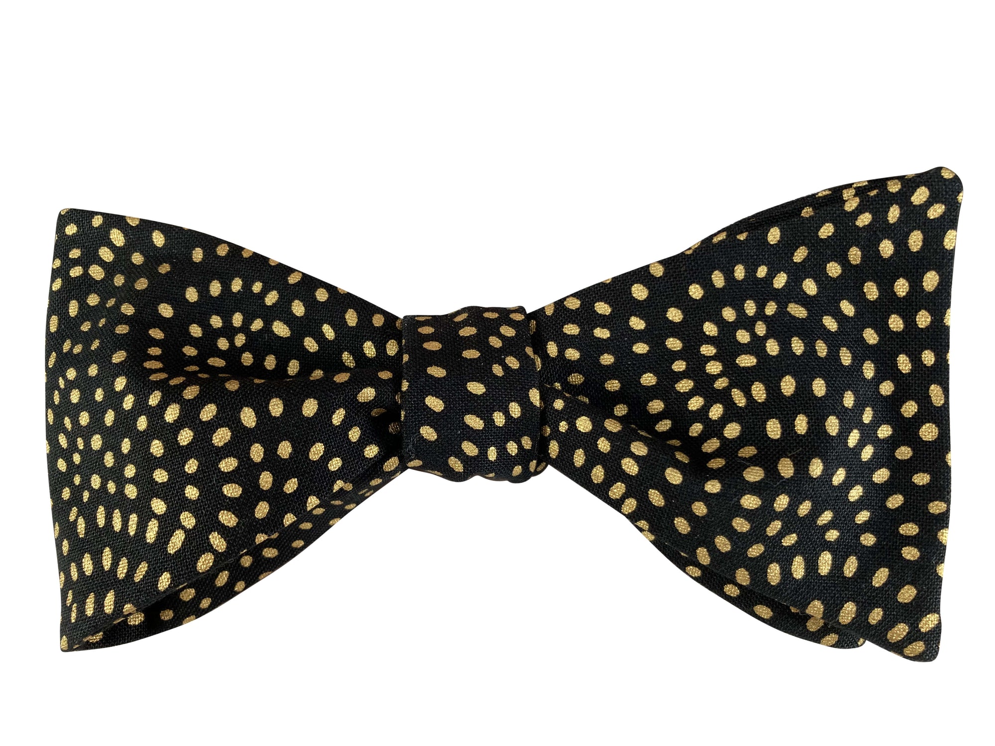 black and gold polka dot bow tie