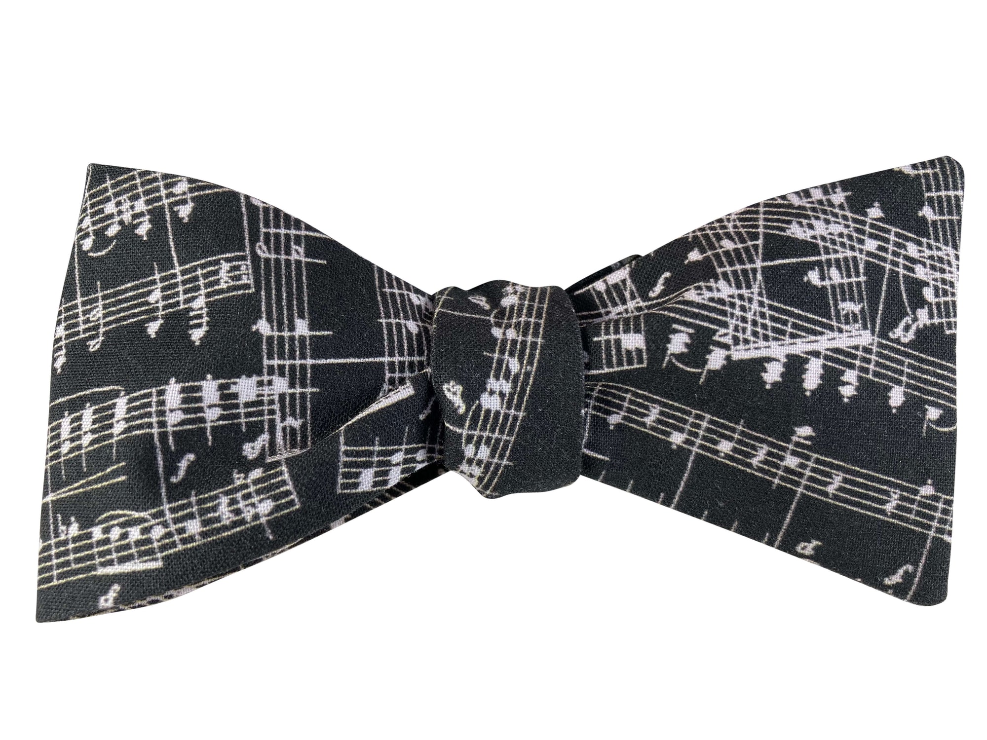 charcoal grey and white music self tie bow tie