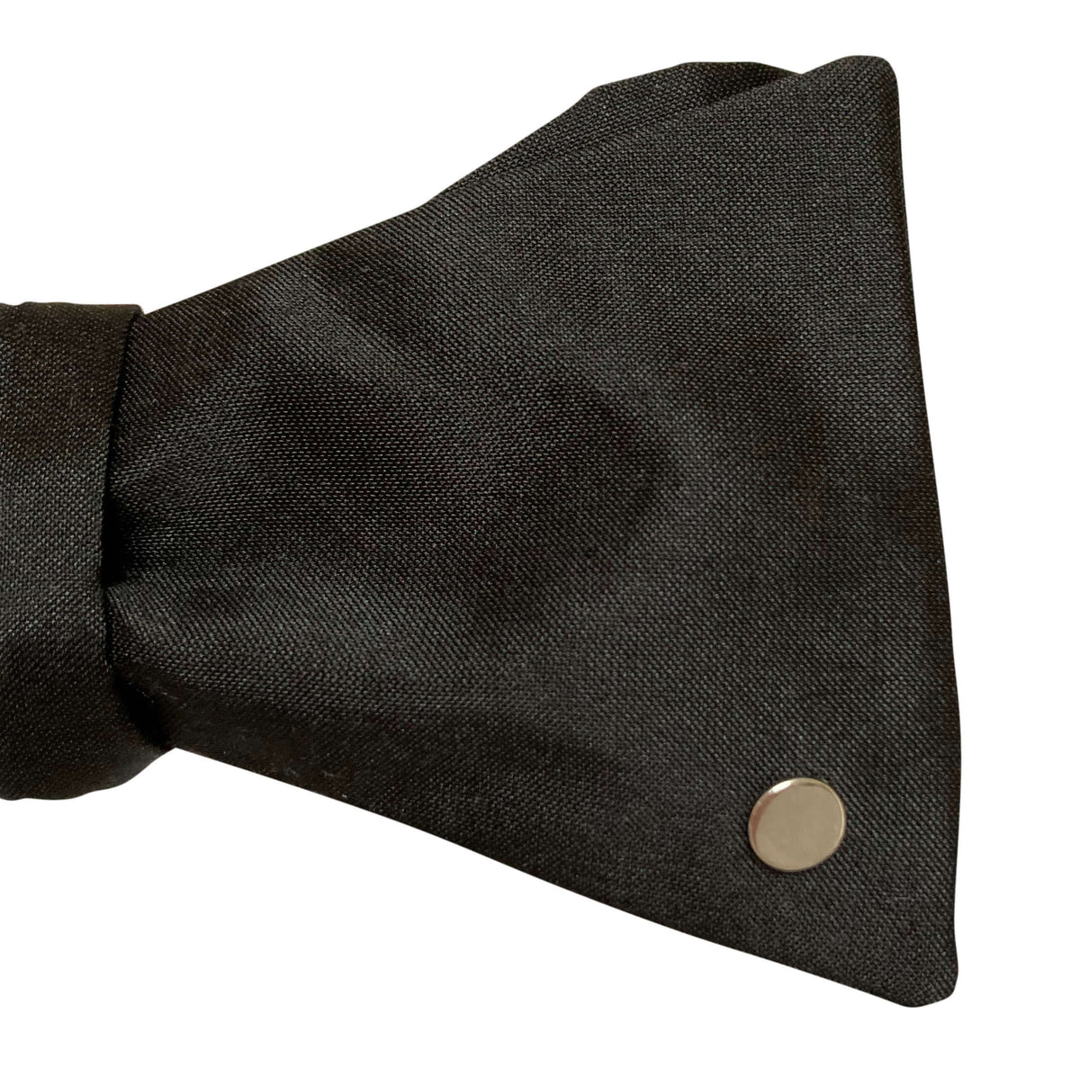 Black Silk Bow Tie with 9ct White Gold Disc
