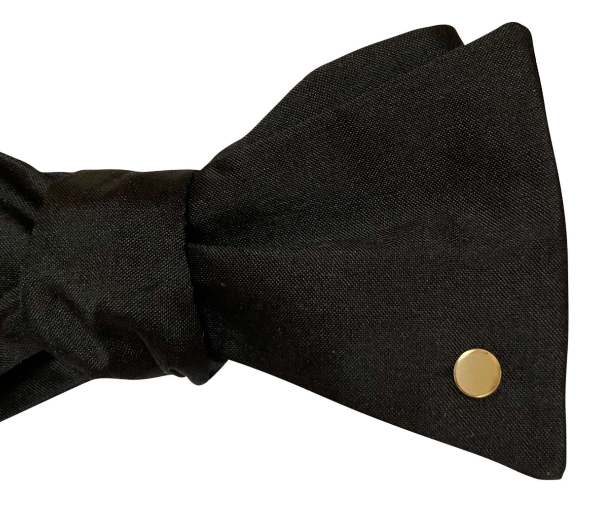 Black Silk Bow Tie with 9ct Yellow Gold Disc