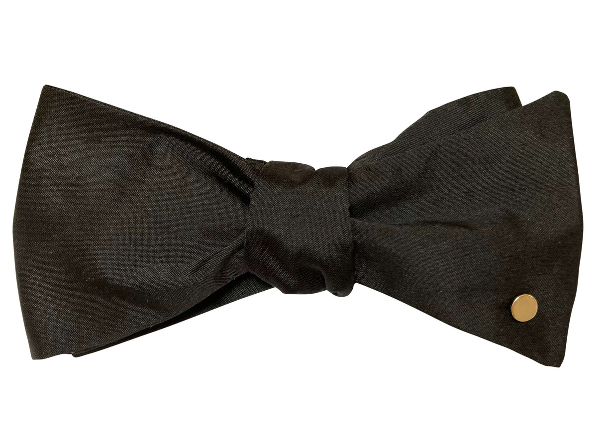 Black Silk Bow Tie with 9ct Yellow Gold Disc