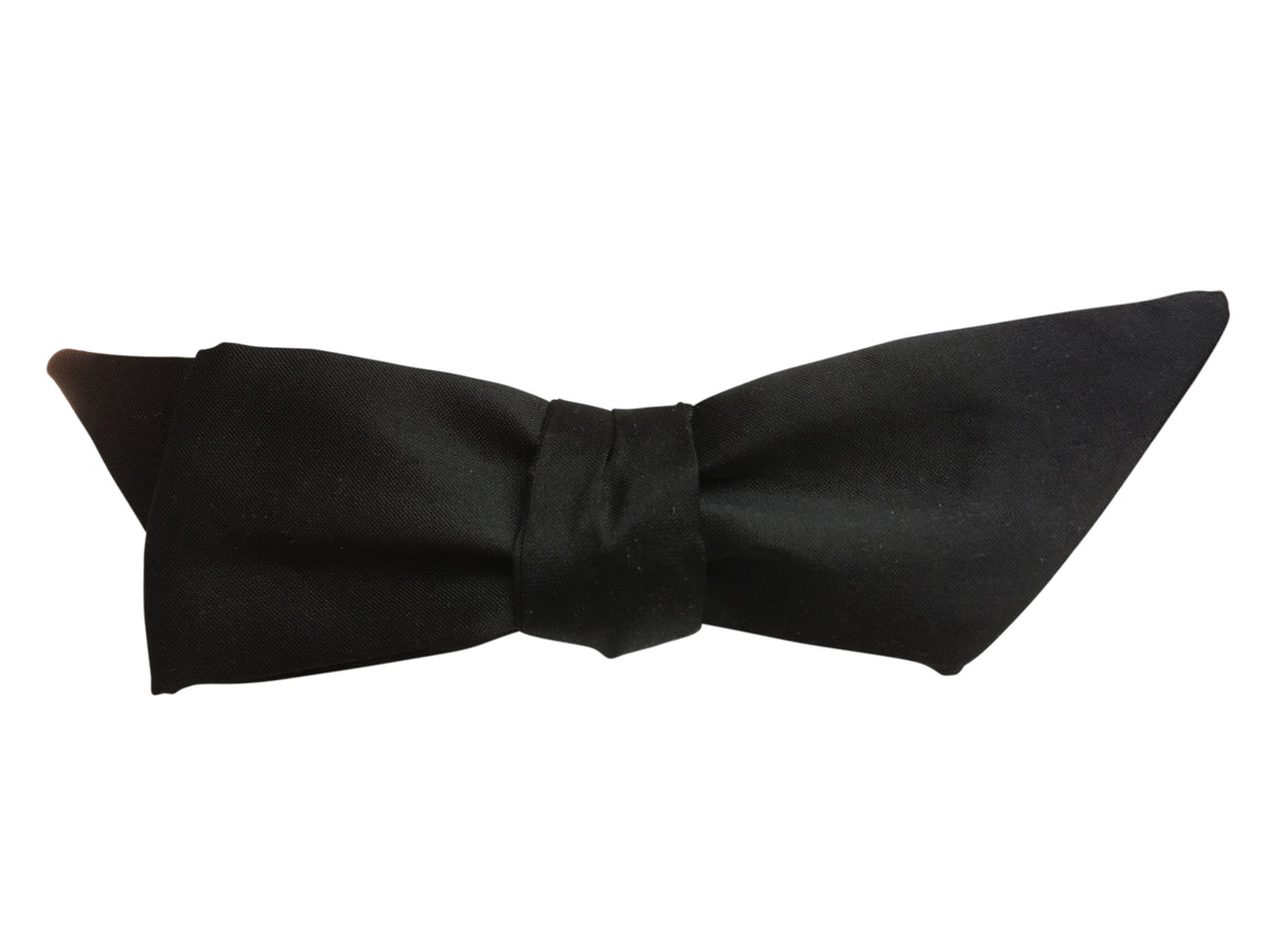 Rare Black Silk &#39;Wing&#39; Self-Tie Bow Tie