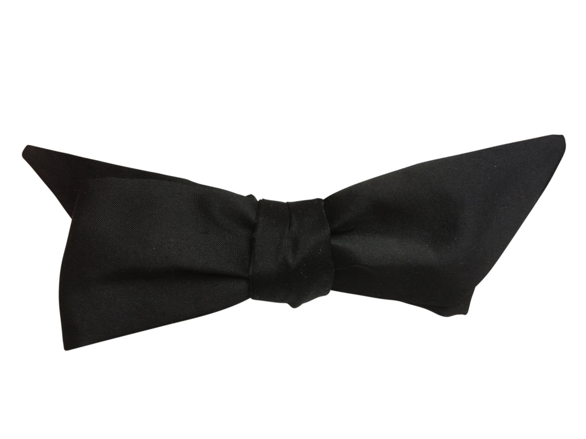 Rare Black Silk &#39;Wing&#39; Self-Tie Bow Tie