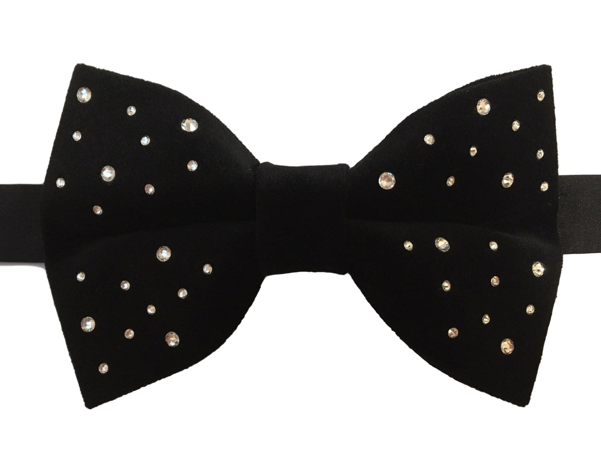 Black Velvet Bow Tie with Swarovski Crystals