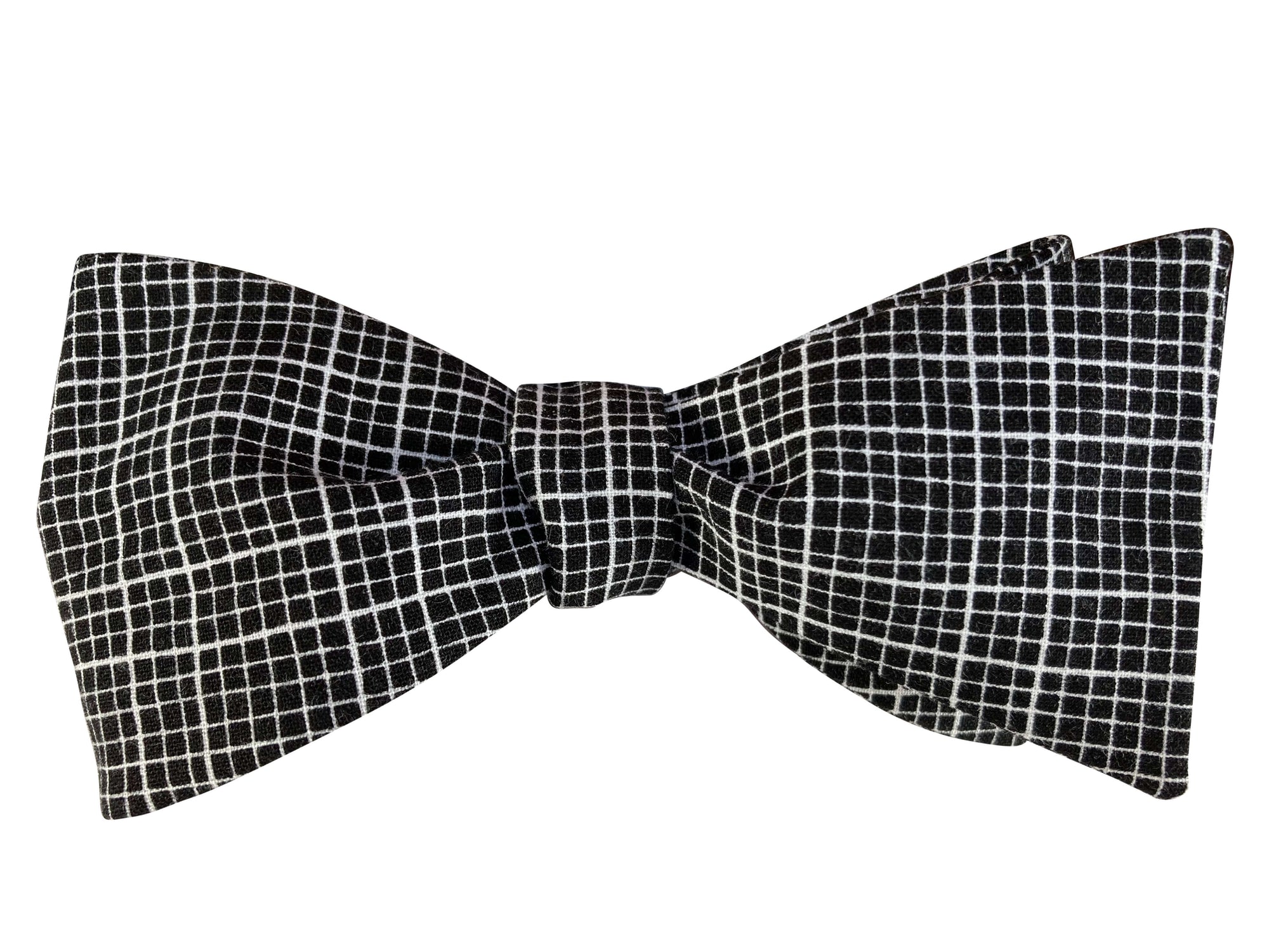 black and white check bow tie