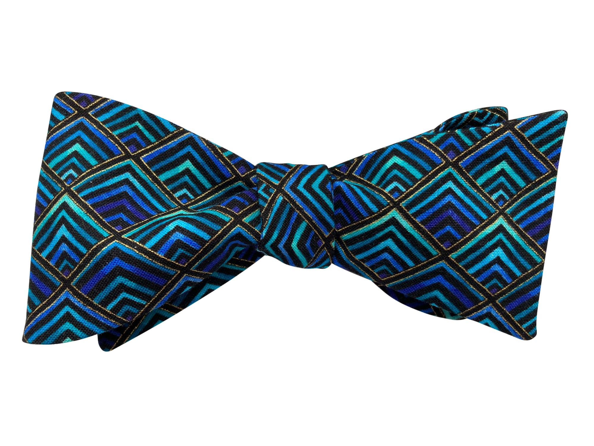 blue gold hypnotic bow tie