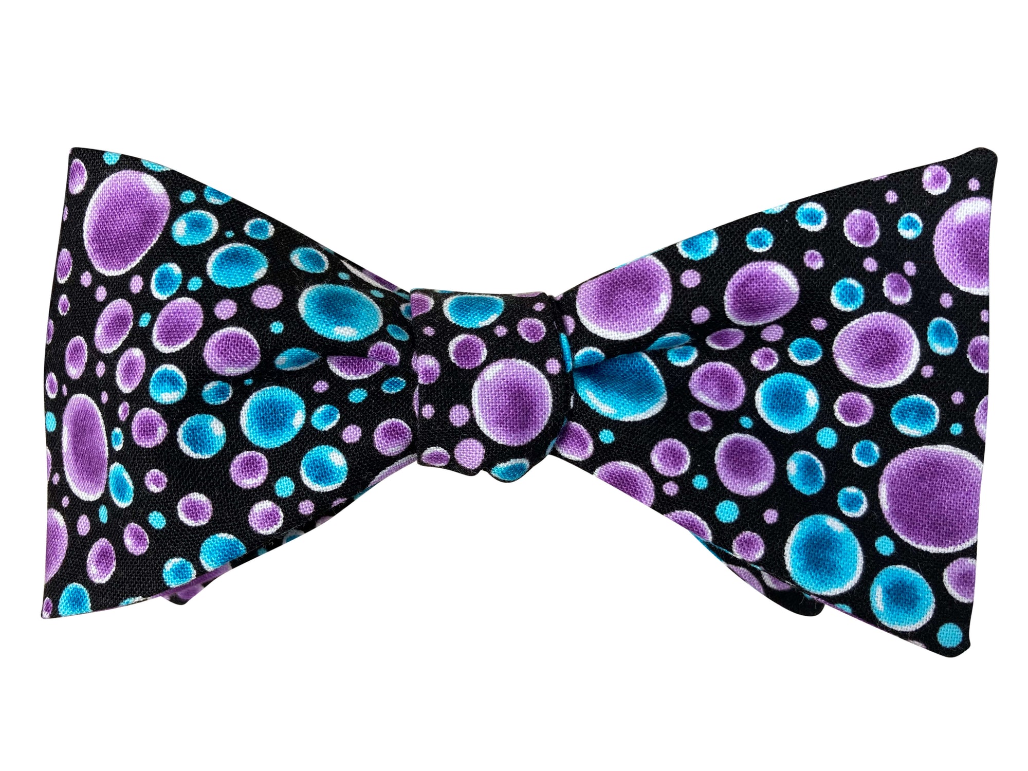 purple and blue bubbles self tie bow tie