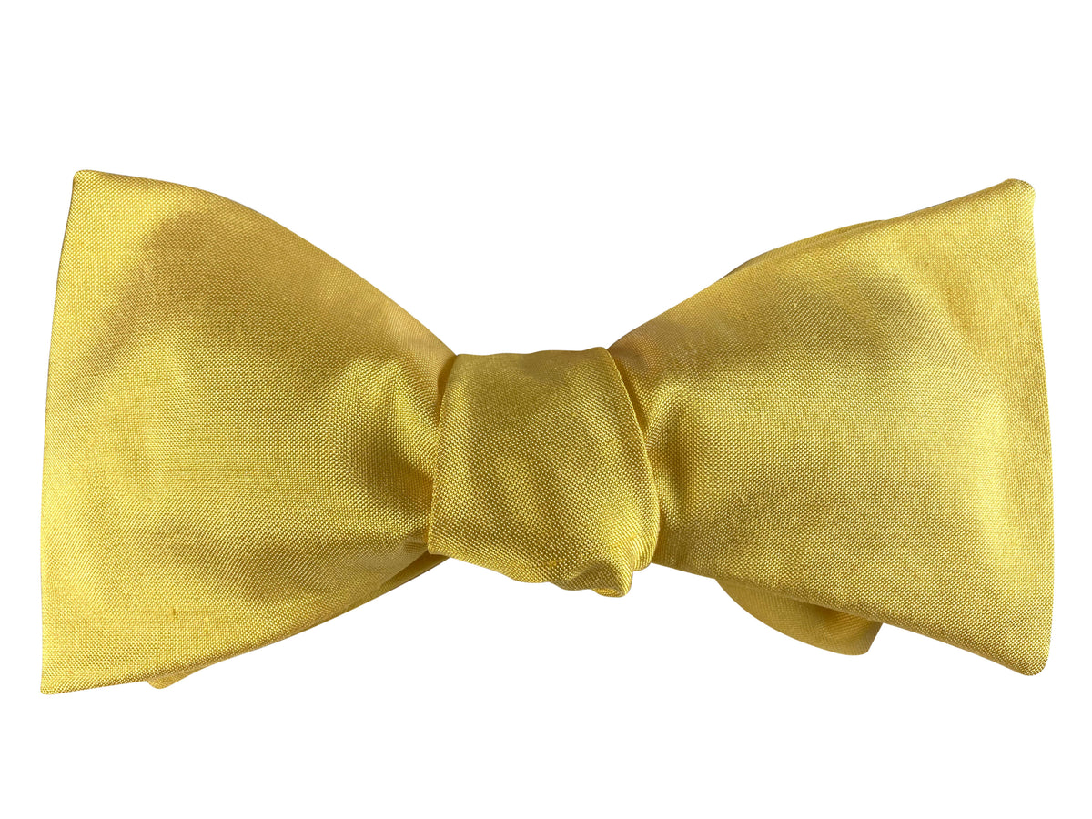 buttercup yellow silk self tie bow tie
