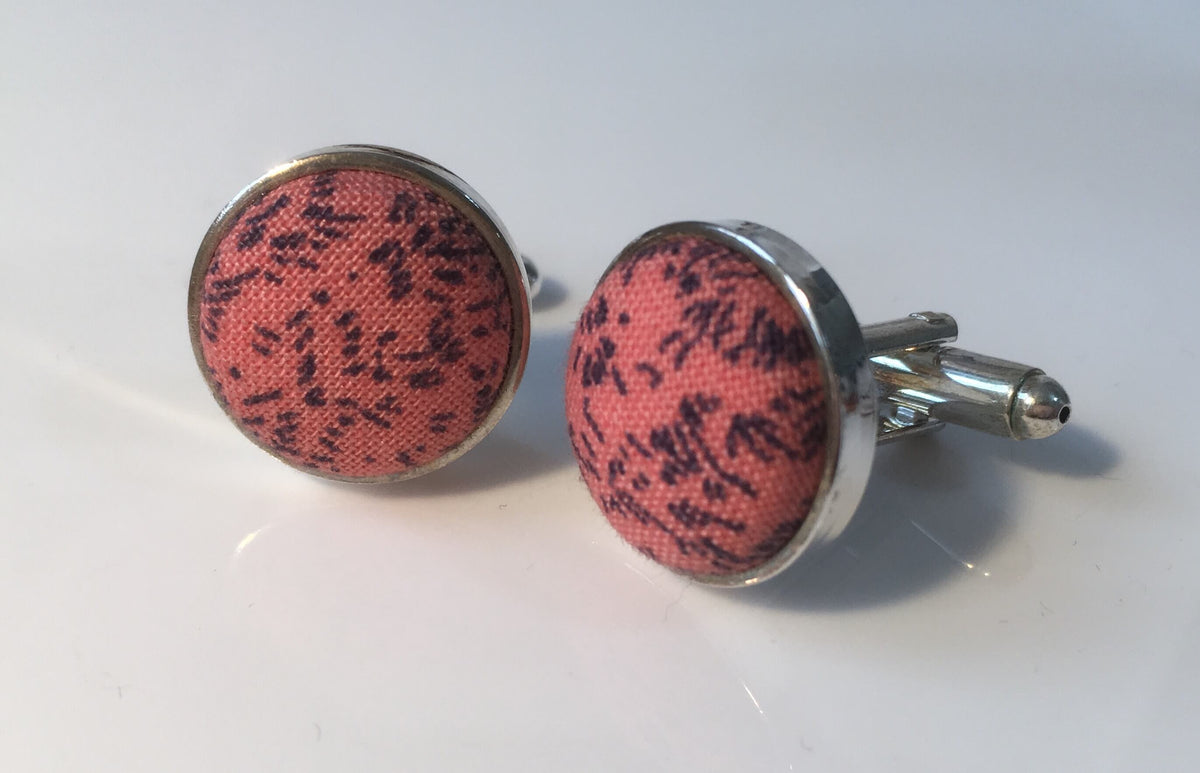 Coral &amp; Navy Fleck Cufflinks