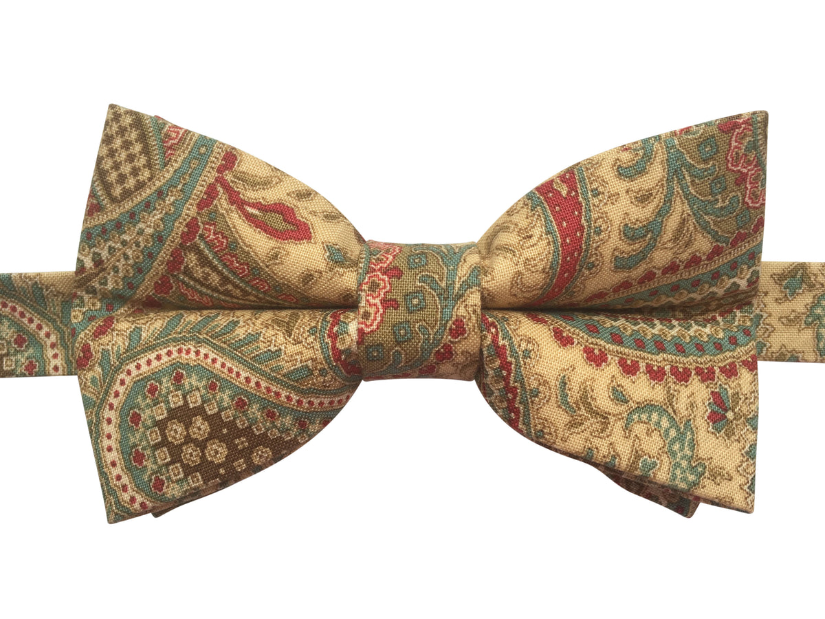 Cream Paisley Bow Tie