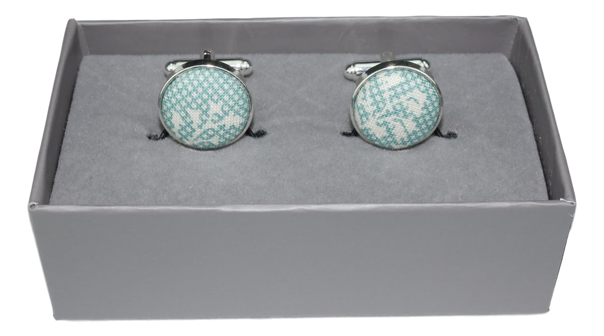 Cufflinks Aqua Pixel and floral