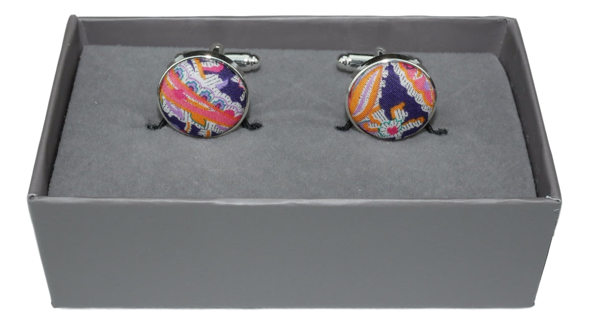 Cufflinks in Purple Indigo Paisley