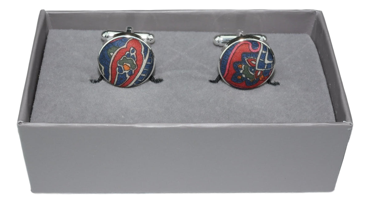 Cufflinks with Traditional Paisley Fabric