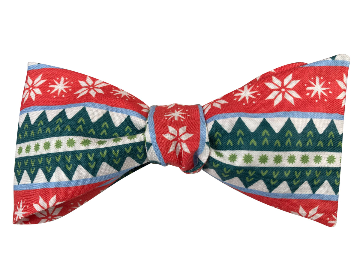 fair isle christmas strip self tie bow tie
