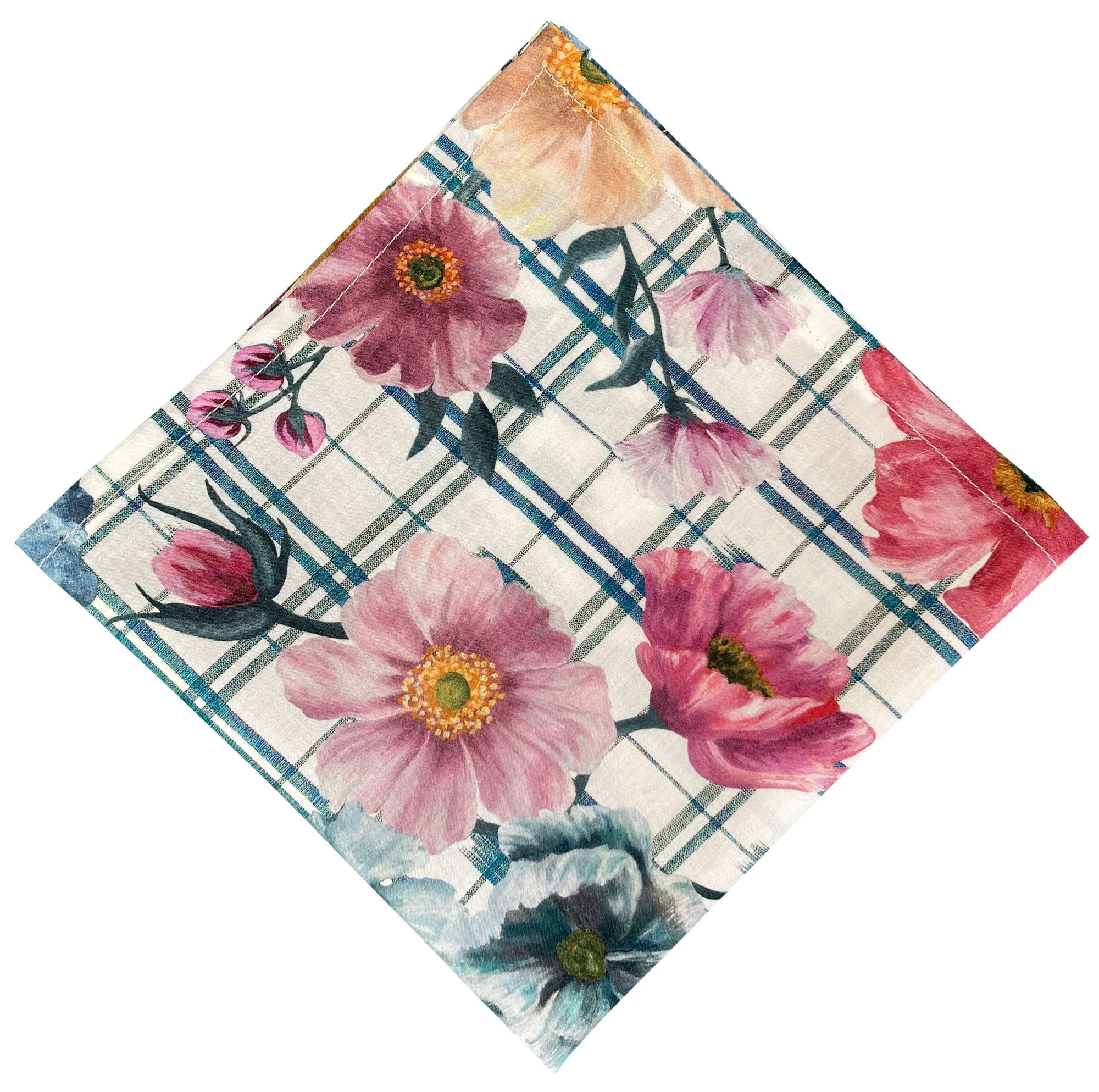 floral check liberty print pocket square