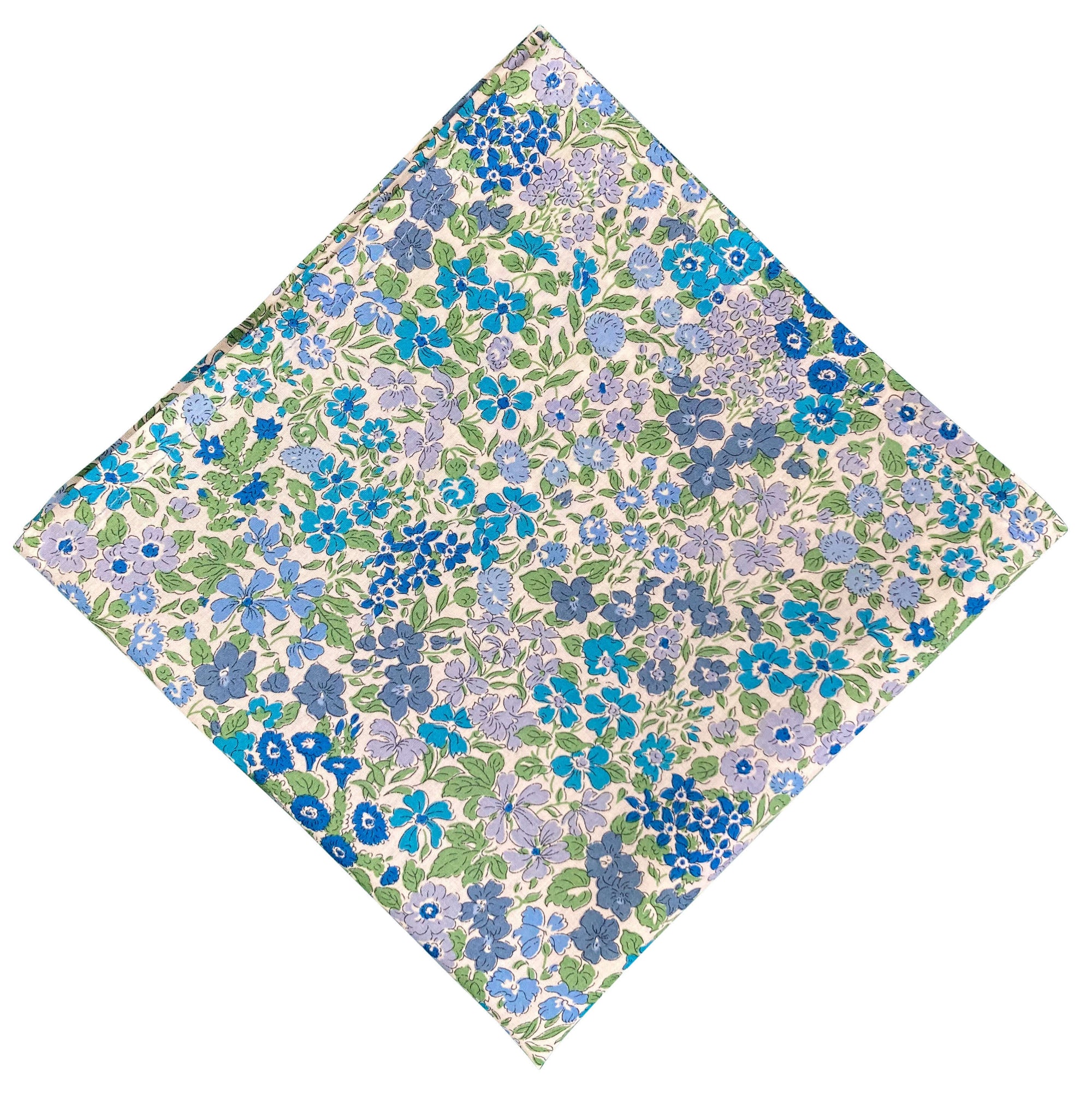 blue and green floral liberty print pocket square