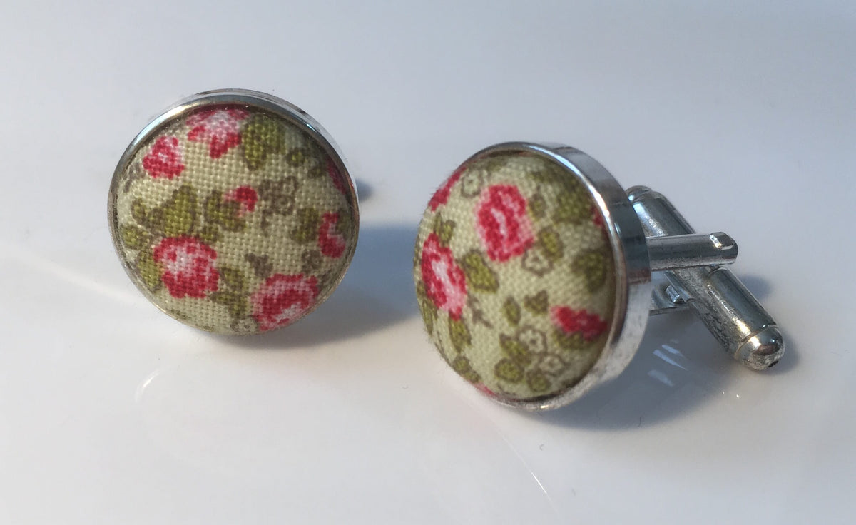 Cufflinks Lime Green Pink Floral