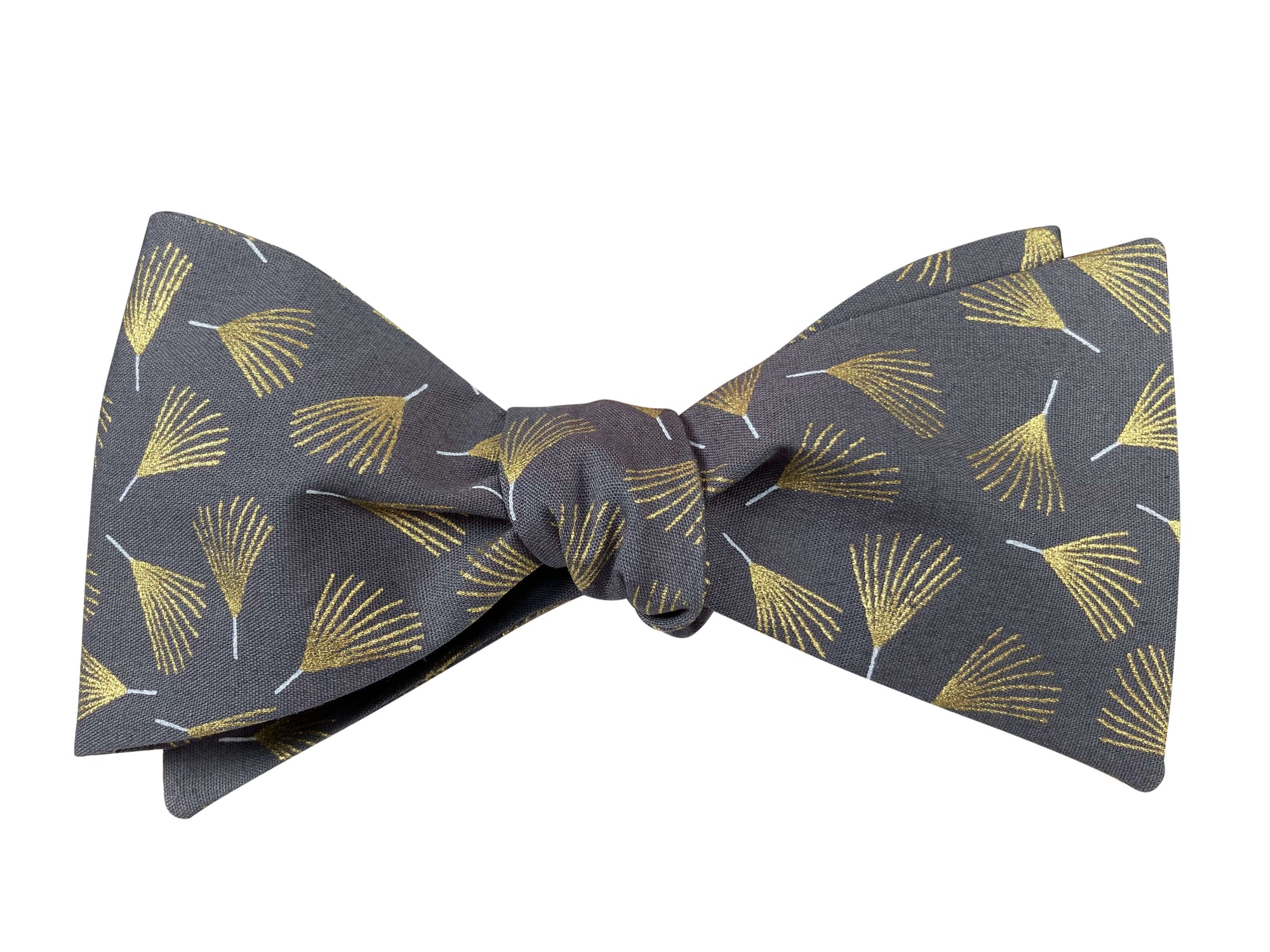 grey and gold feathers self tie bow tie