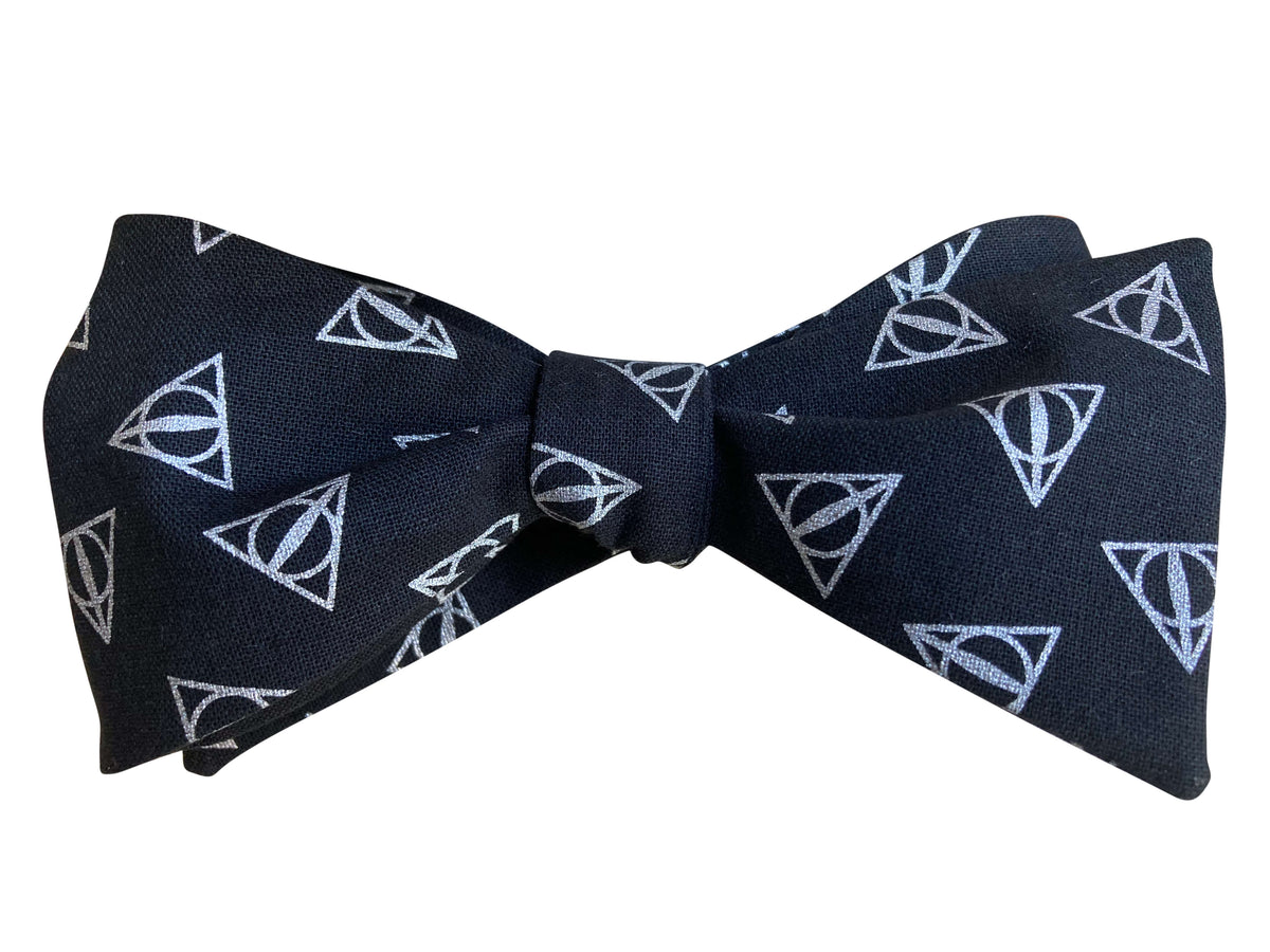 Black and silver harry potter deathly hallows self tie bow tie