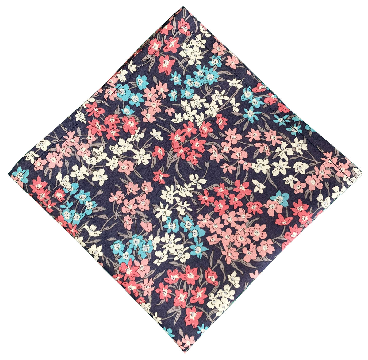 indigo pink floral liberty print pocket square