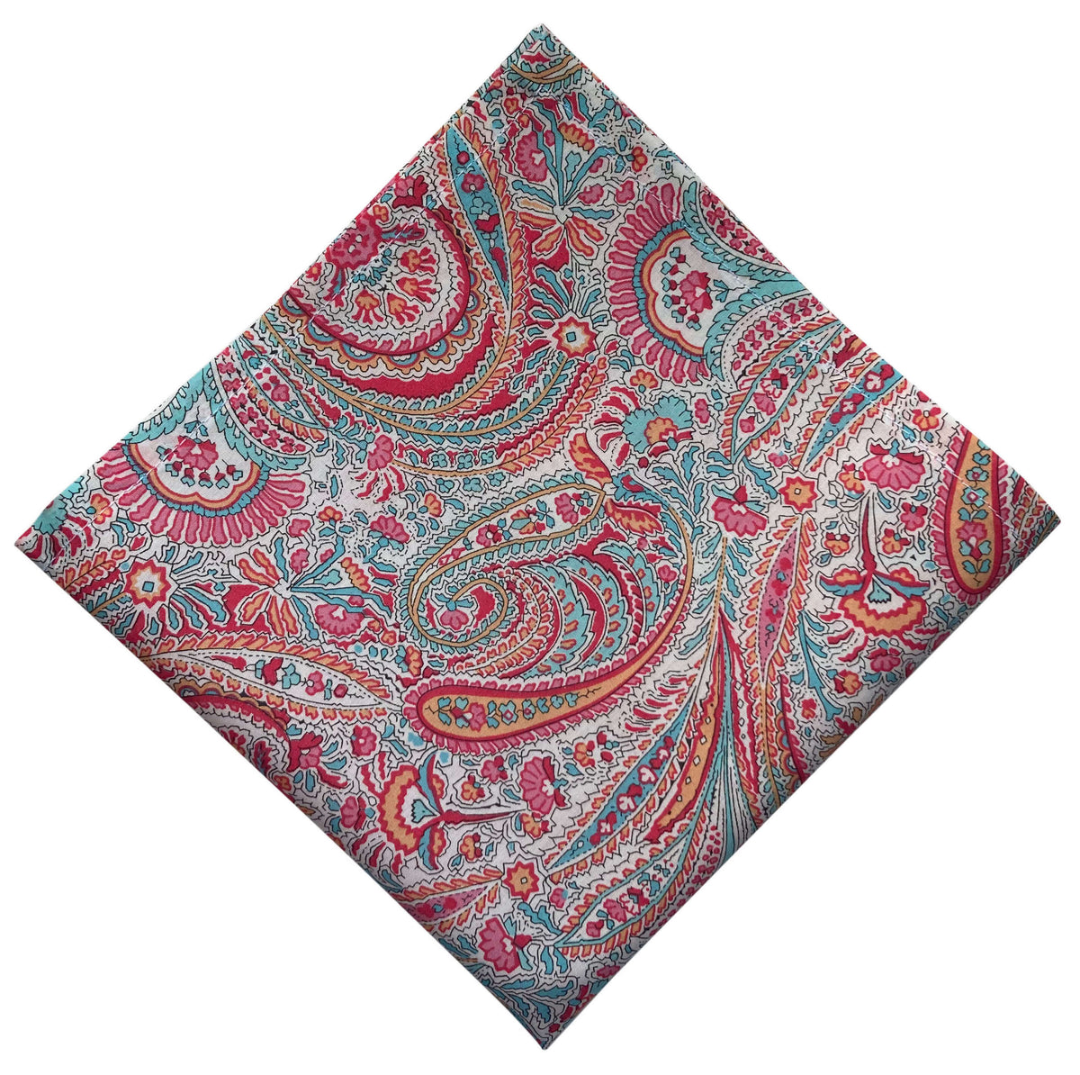 Pink and blue paisley pocket square