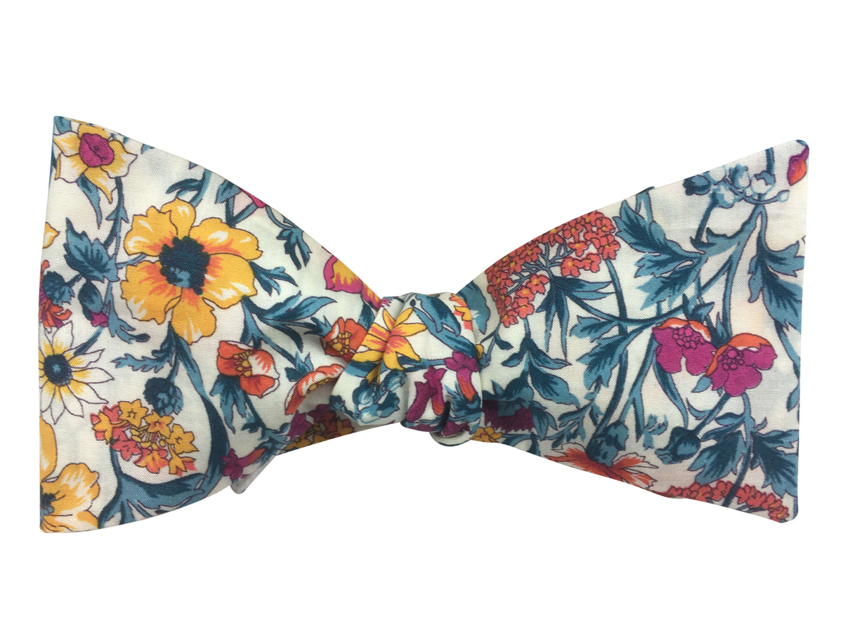 Floral cottage garden bow tie