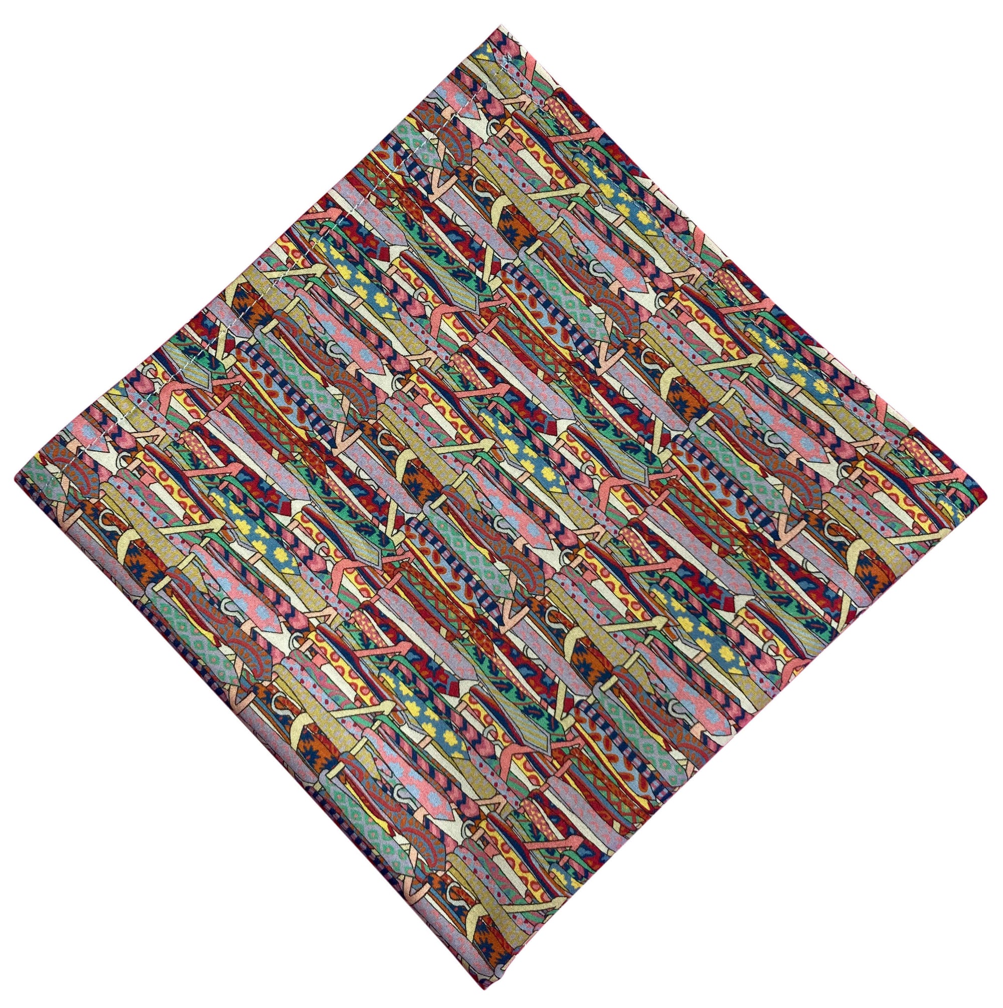 multicoloured ties pocket square