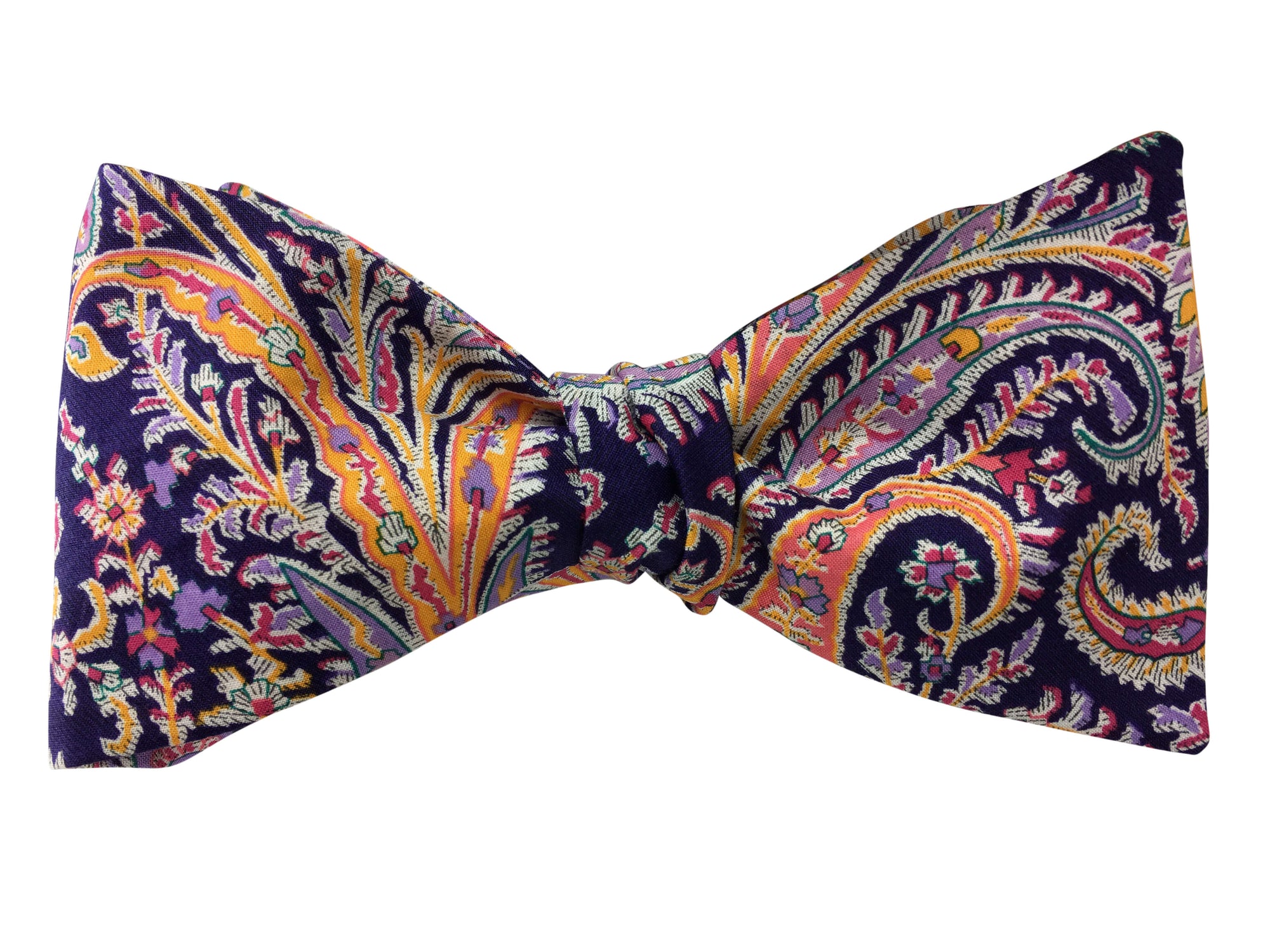 liberty print purple paisley bow tie