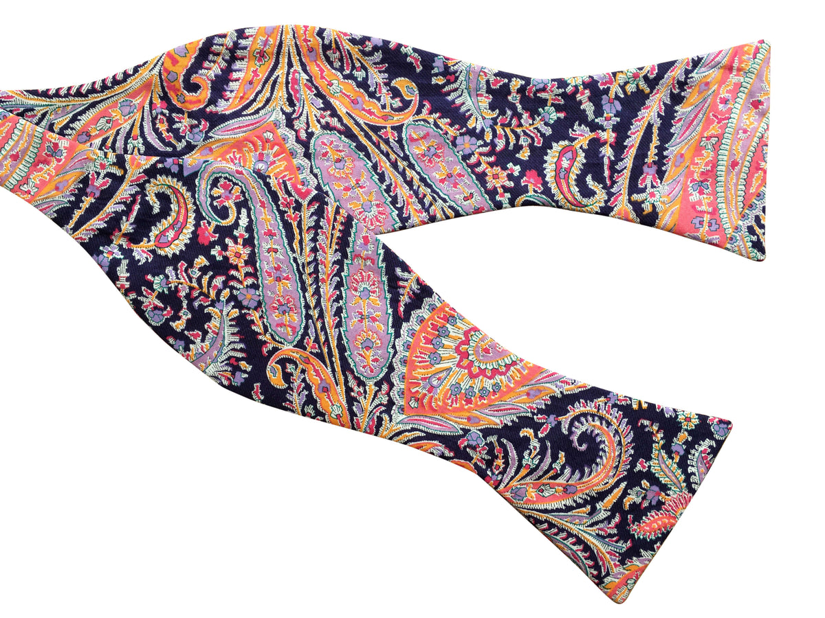 Deep Purple Indigo Paisley Self Tie Bow Tie