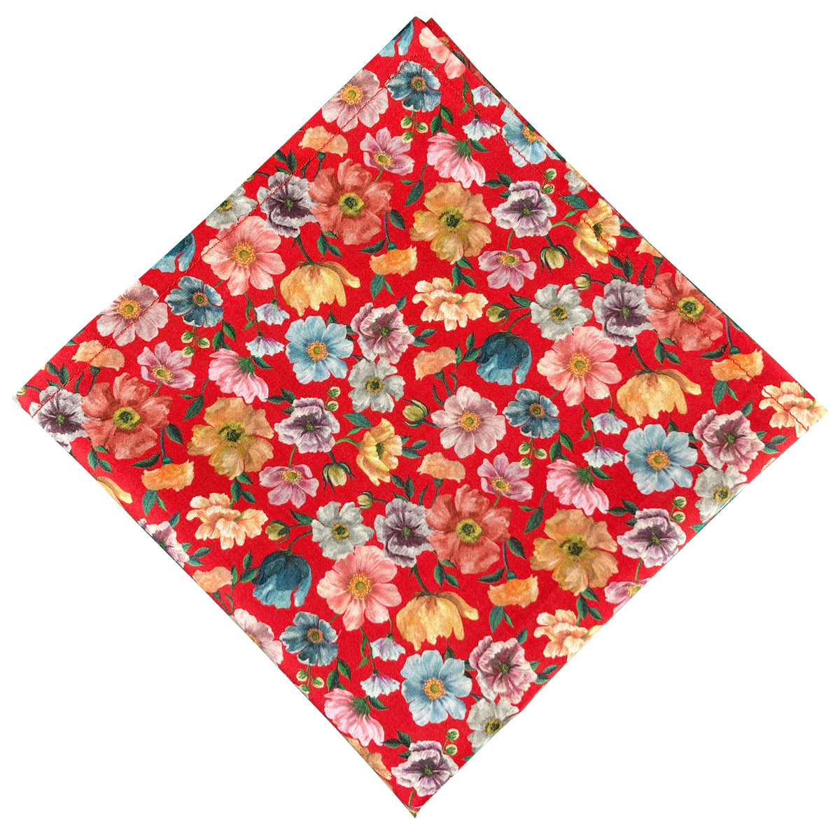 liberty red vintage floral pocket square