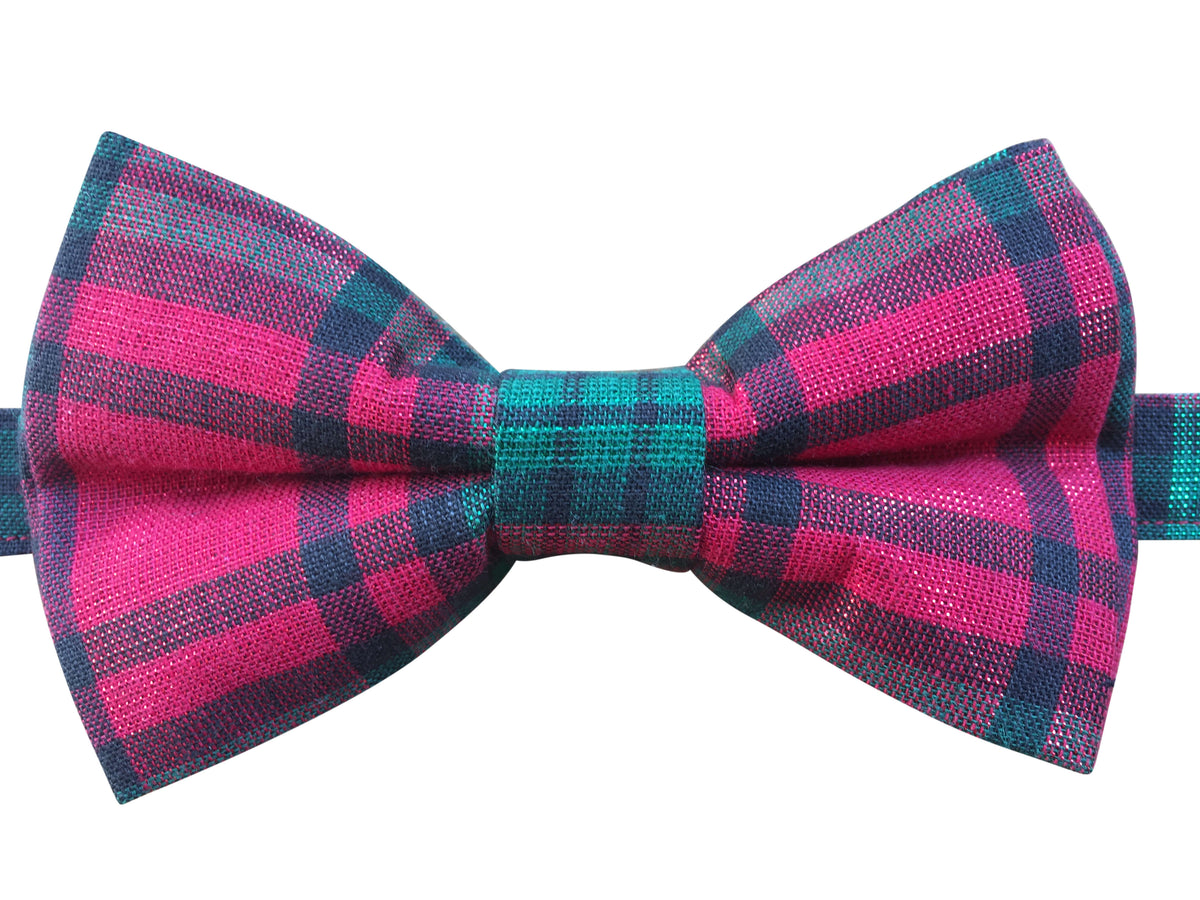 Metallic Red and Green Tartan Bow Tie