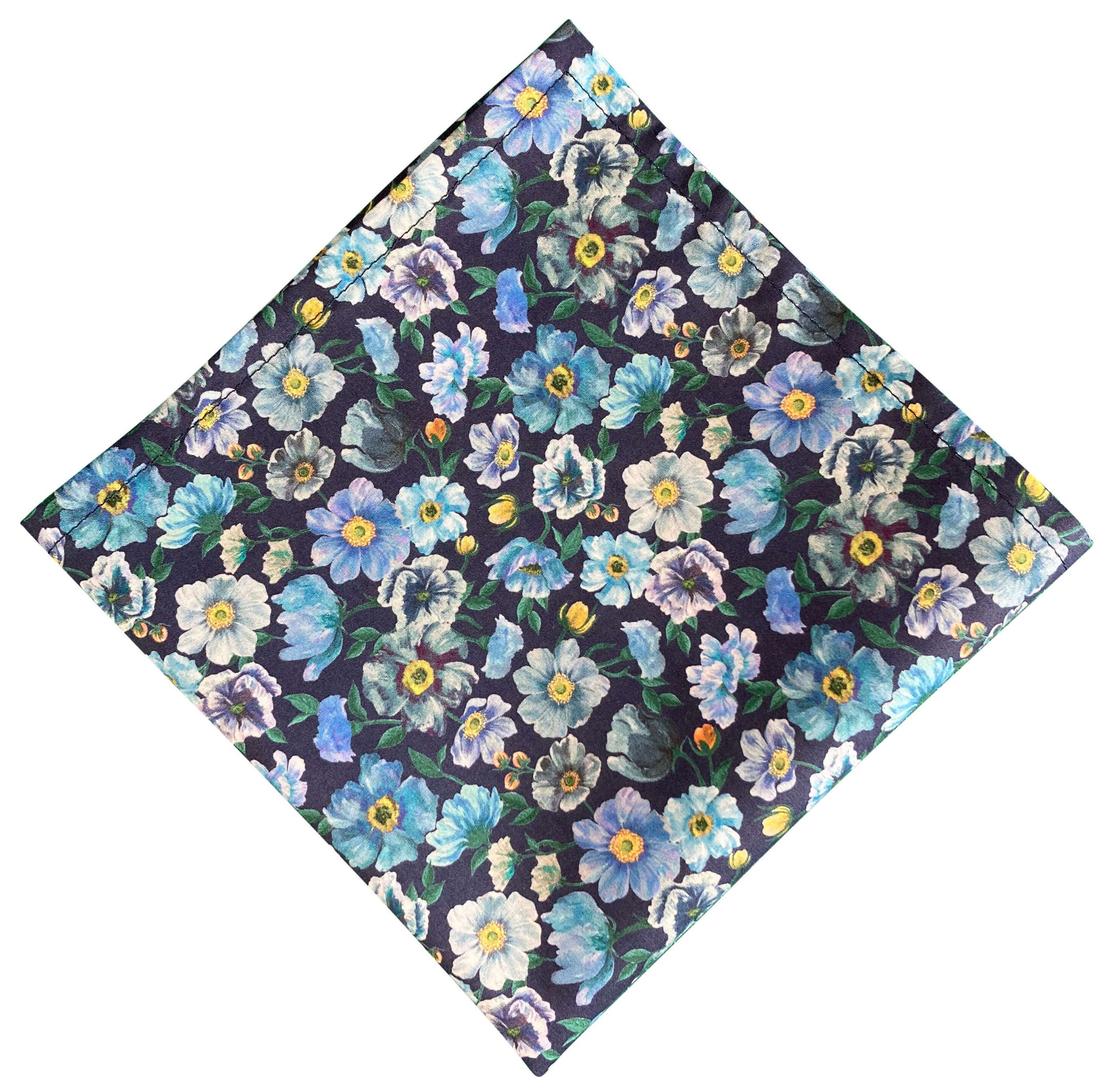 navy blue floral liberty print pocket square