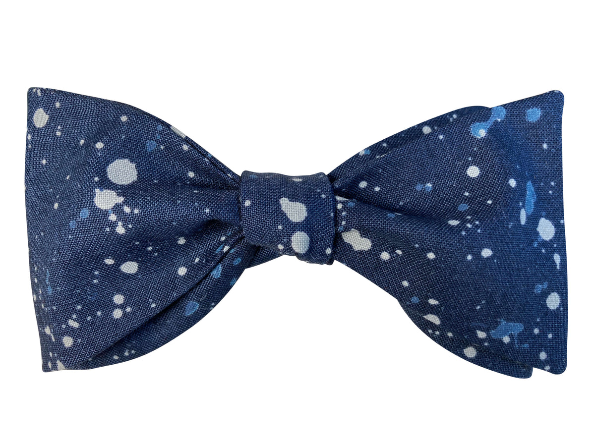 navy blue galaxy self tie bow tie
