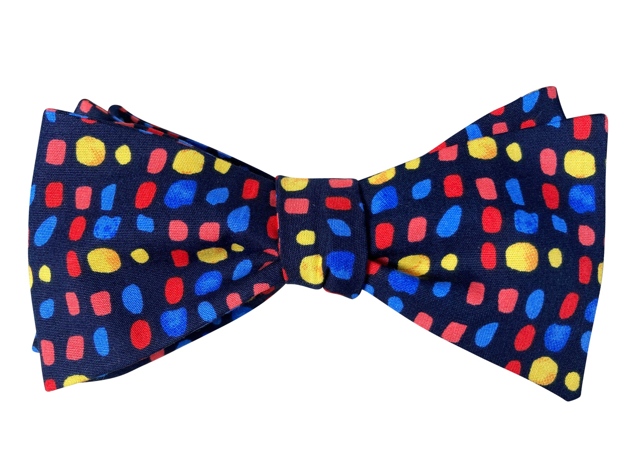 navy blue multicolour pebbles self tie bow tie