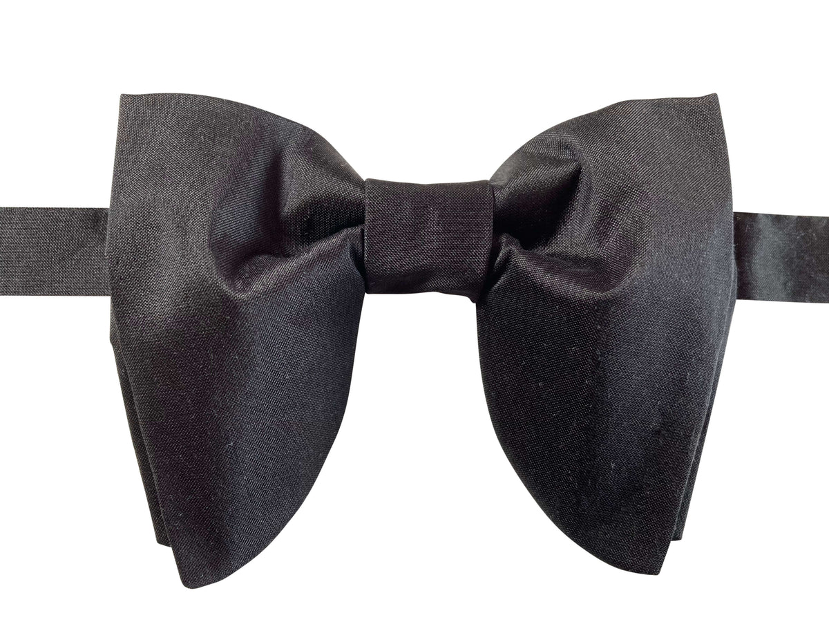 oversized black silk bow tie