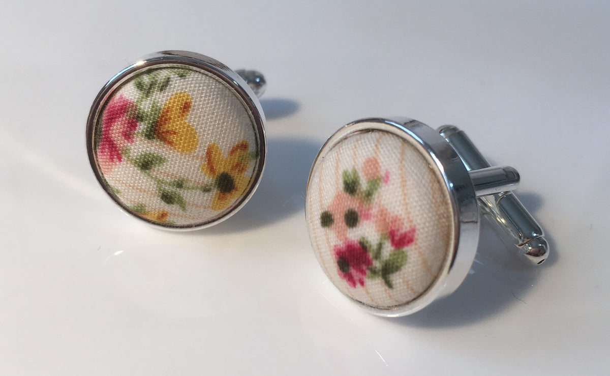 Cufflinks Vintage Peach Floral