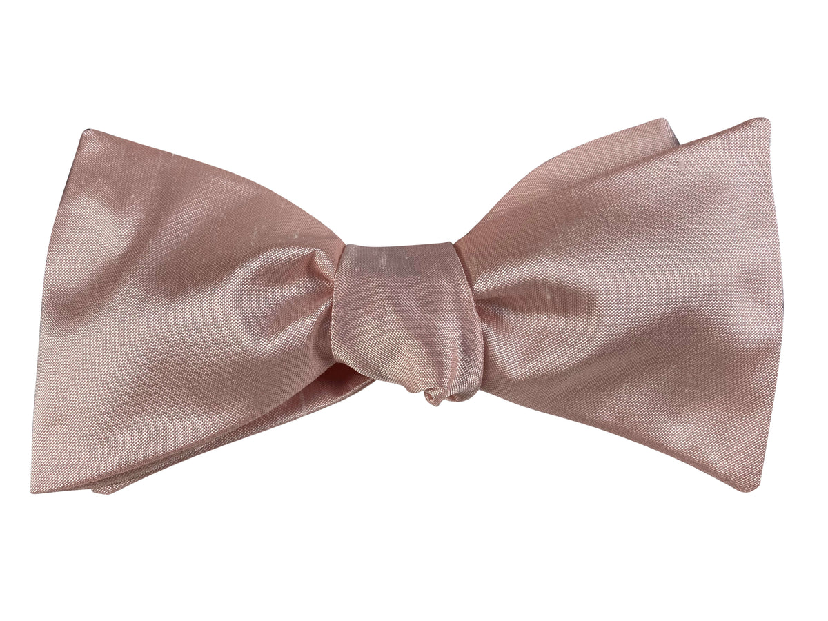 pearl pink silk self tie bow tie