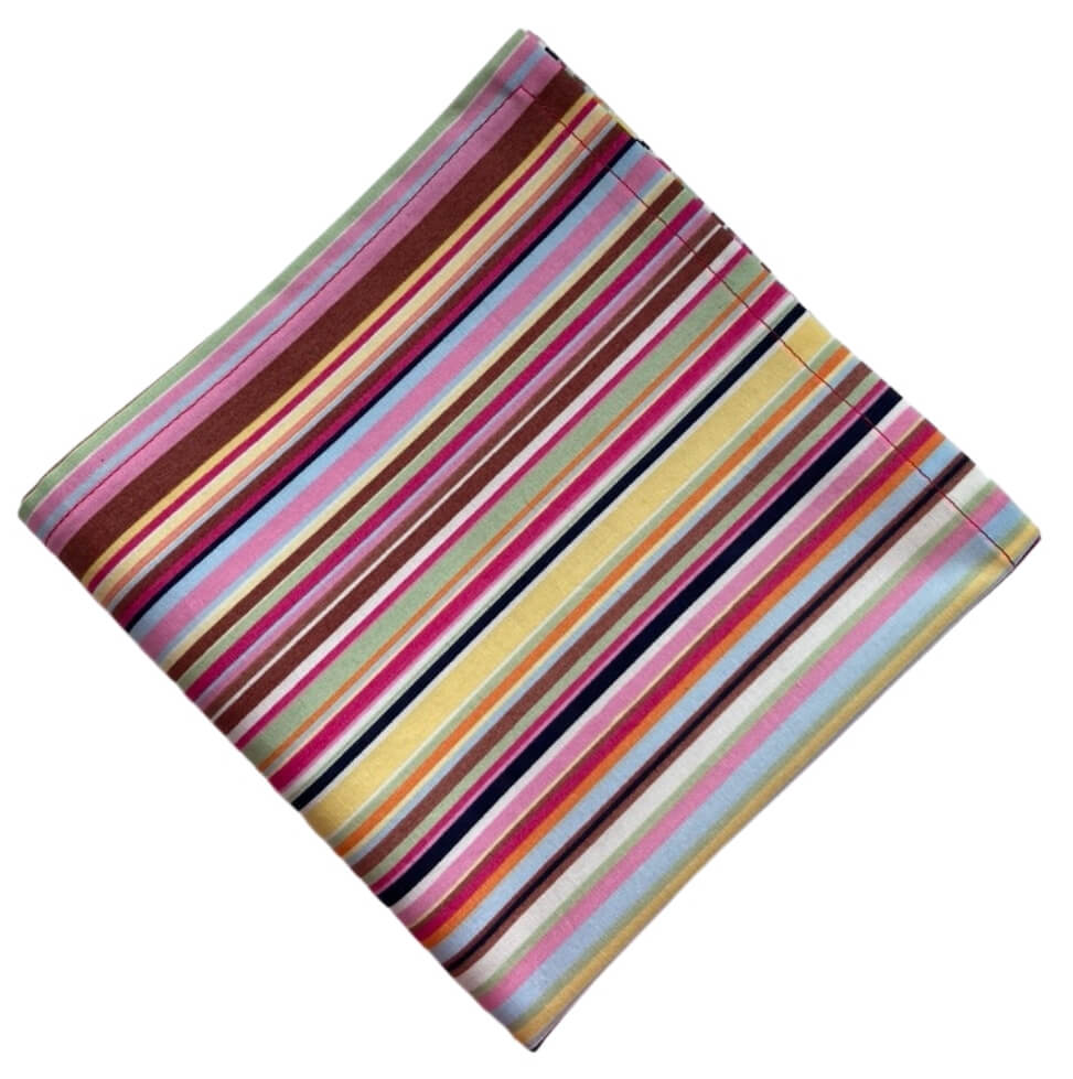 multicoloured and pink stripe pocket square