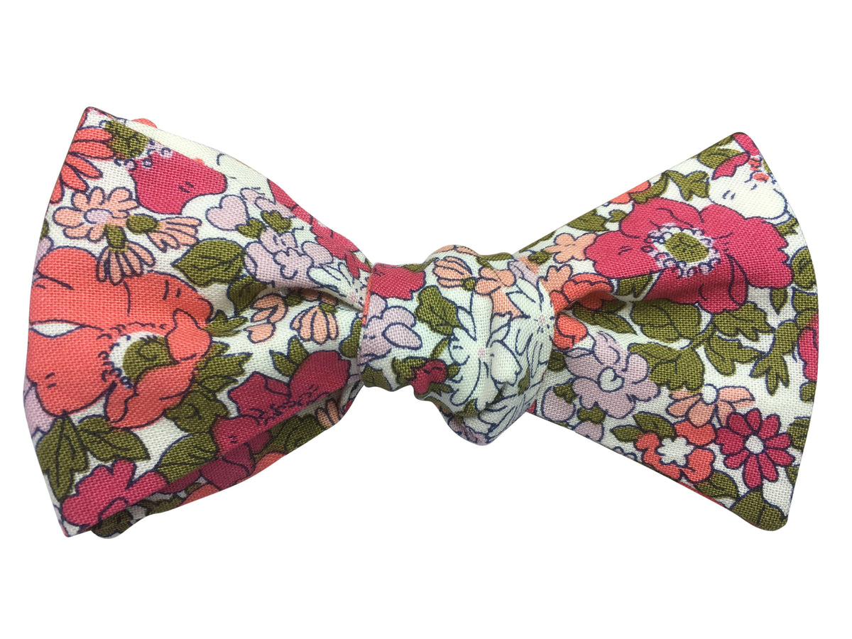 Pink &amp; Green Floral Bow Tie