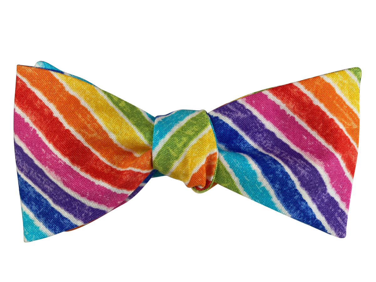 rainbow stripes self tie bow tie