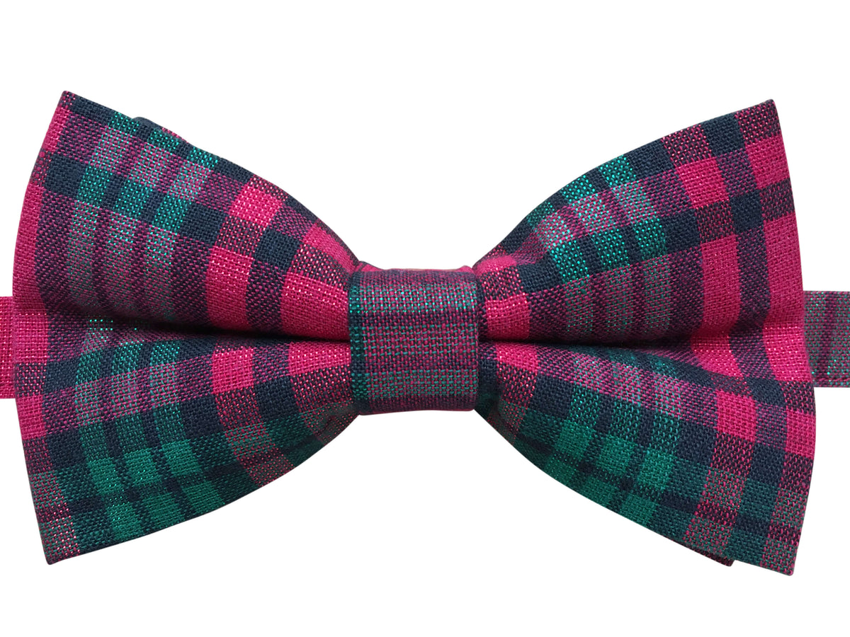 Metallic Red and Green Tartan Bow Tie