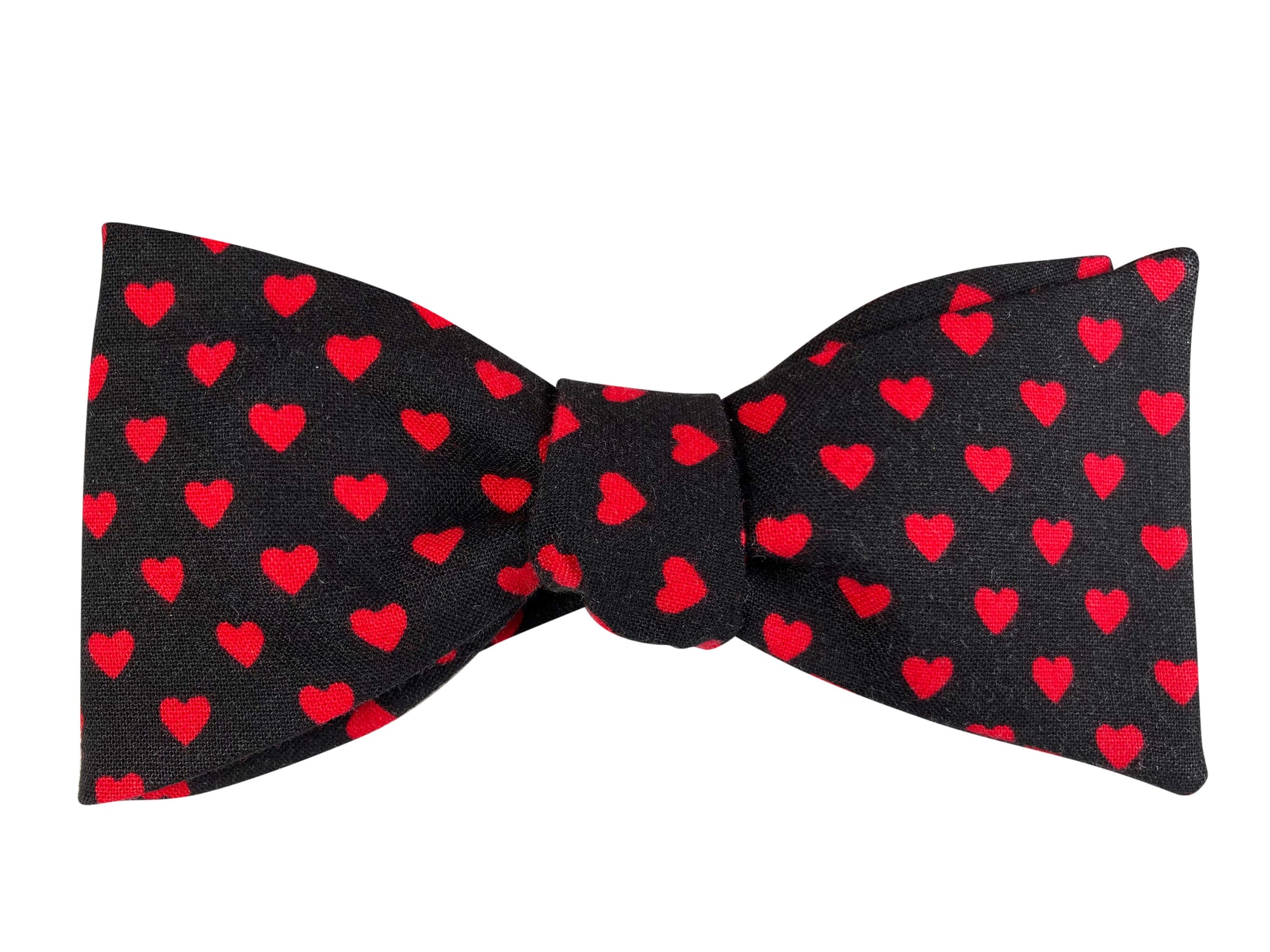 red love hearts on black self tie bow tie