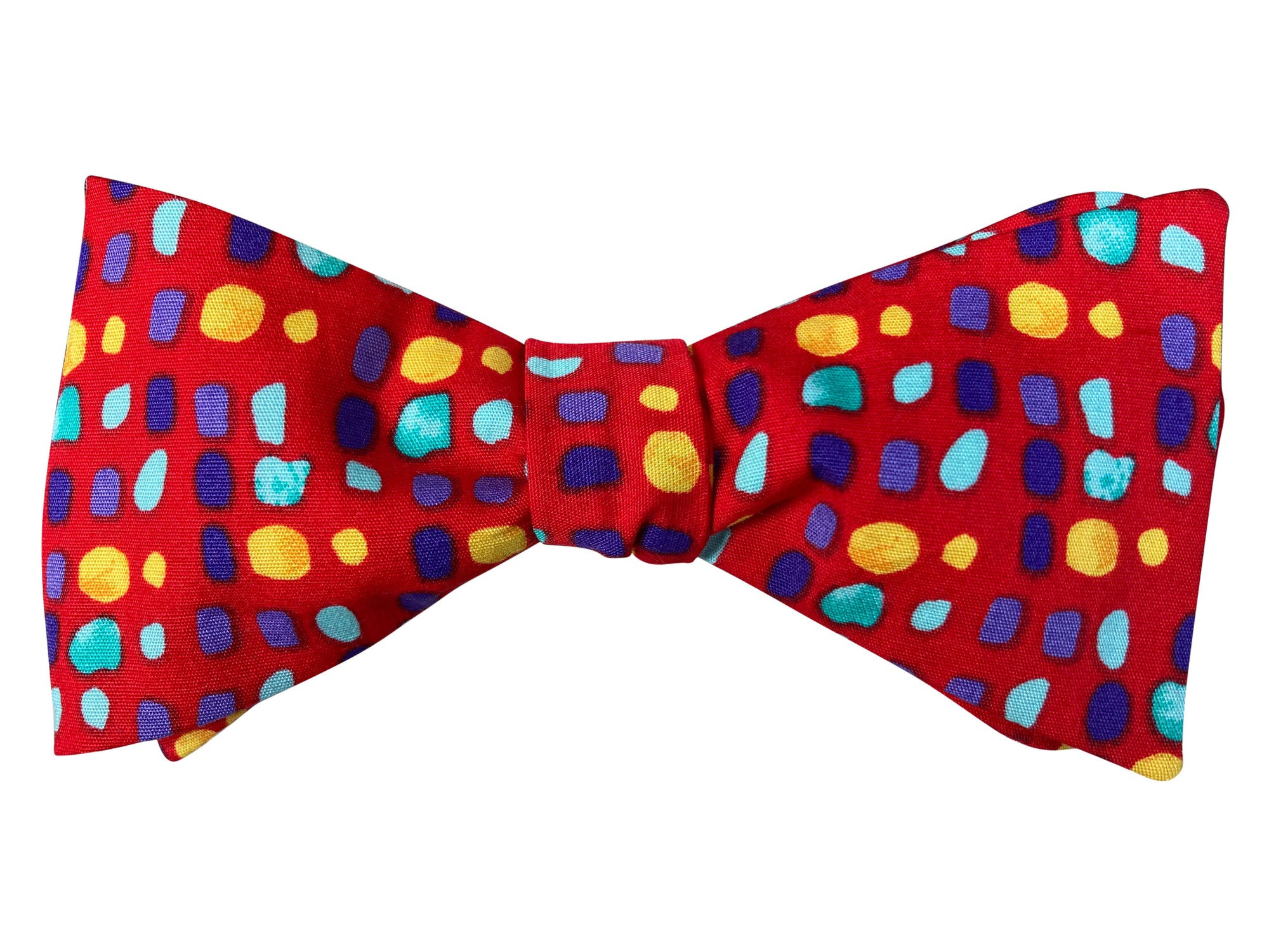 red multicolour pebbles self tie bow tie